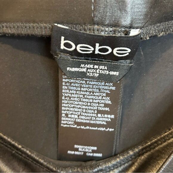 Bebe Shiny Faux Leather Stretch Leggings Black - Picture 4 of 5
